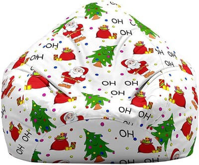 Zitzak hoes - Stoelhoes opbergzak - Ontspannen en opbergen - Zachte wasbare stof - 100x120 cm - Kerstman patroon