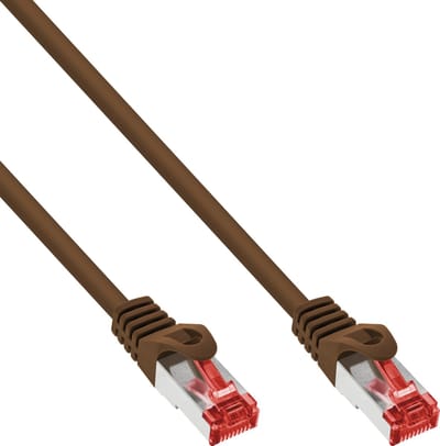 InLine® Patchkabel, S/FTP (PiMf), Cat.6, 250 MHz, PVC, koper, bruin, 0,25m
