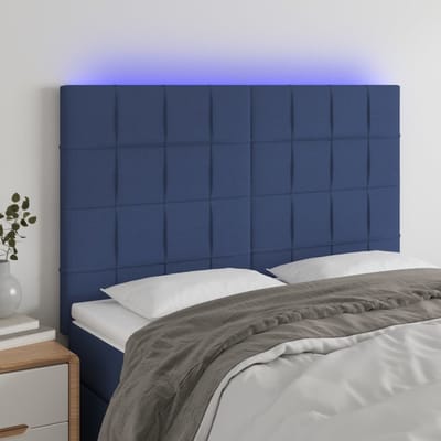 vidaXL - Hoofdbord - LED - 144x5x118/128 - cm - stof - blauw