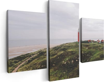 Artaza Canvas Schilderij Drieluik Vuurtoren Texel - 90x60 - Foto Op Canvas - Canvas Print