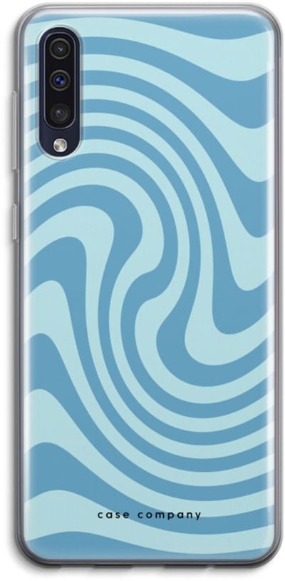 Case Company® - Hoesje geschikt voor Samsung Galaxy A50 hoesje - Swirl Blauw - Soft Cover Telefoonhoesje - Bescherming aan alle Kanten en Schermrand