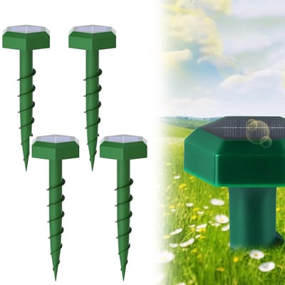 Ultrasone ongedierteverjagers - 4-pack - Verjagers voor mollen en ratten - Werkt op zonne-energie - Waterdicht - Milieuvriendelijk - Stoot effectief slangen, vogels en knaagdieren af ​​- Geschikt voor boerderijen en boomgaarden