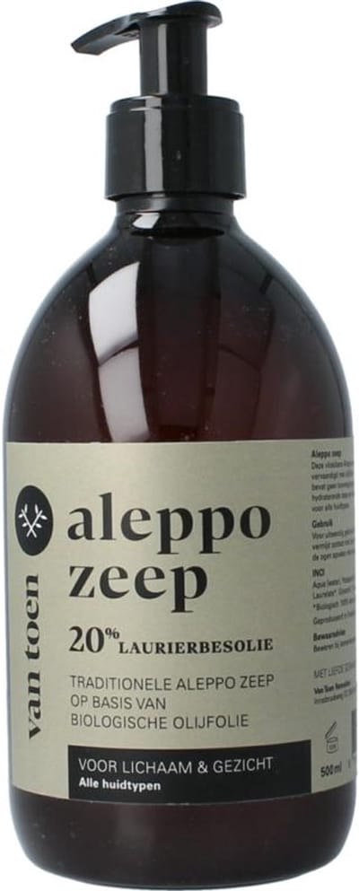 Van Toen Aleppo Zeep 20% Vloeibaar Bio (500 ml)