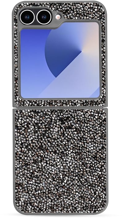 Casemania Hoesje Geschikt voor Samsung Galaxy Z Flip 6 - Zilver - Diamant Glitter Back Cover