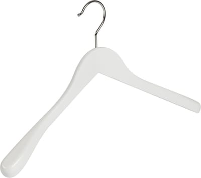 De Kledinghanger Gigant - Mantelhanger - Kostuumhanger - Jassenhanger - Volwassenen - 7244BA - 24 Stuks - Lotushout - Wit Gelakt - Schouderverbreding 3 cm - 41 cm - Kledinghanger - Kleerhanger (7244BA_01/24)