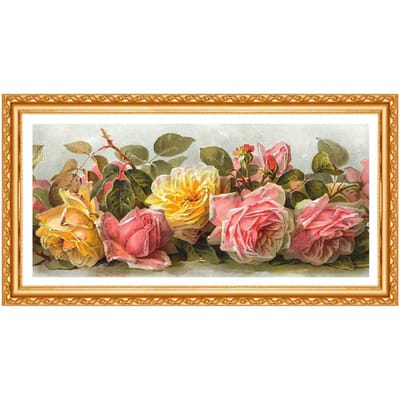 Couture nouveau 3D bricolage diamant peinture point de croix fleur cristal couture florale maison décorative 20X30CM beige
