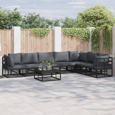 vidaXL - Tuinbank - Set - 7 - st - Zwart - Aluminium