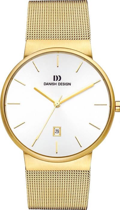 Danish Design TÅGE IQ05Q971 - Horloge Heren - Goud - Luxe - Analoog - Rond - Leer - 40 mm