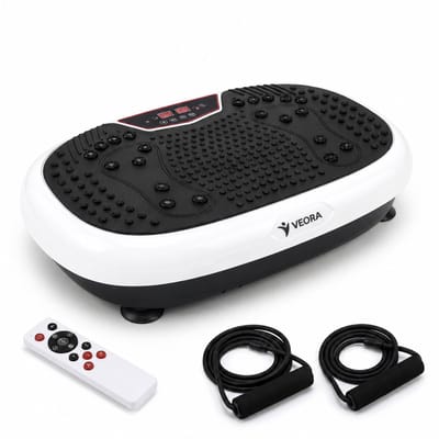 Veora Trilplaat Pro – Trilplaat fitness – Powerplate – 3 trainingsstanden – 99 intensiteitsniveaus – Tot schoenmaat 46 - Wit/Zwart