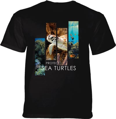 T-shirt Protect Sea Turtle Split Portrait Black S