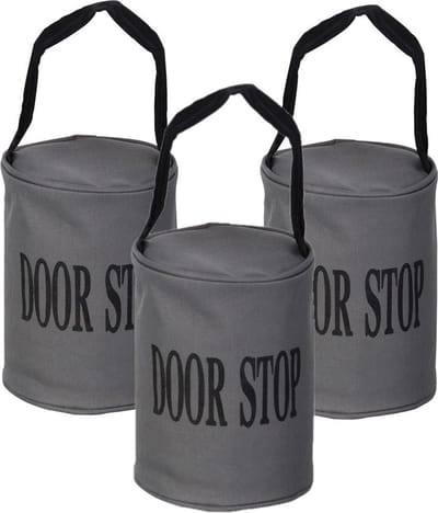 Esschert Design Canvas deurstopper grijs - Set van 3x stuks - met handvat - 16 x 12.5 cm - 2.4 kg