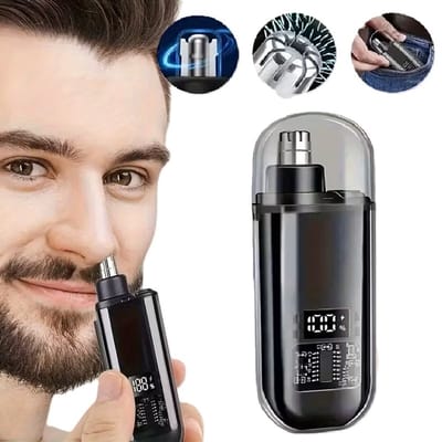 Oplaadbare Neus- en Oortrimmer met LED Display – USB | Pijnloze Precisietrimmer voor Mannen & Vrouwen | RVS Dubbelzijdig Mes | Compact & Stil Design – Zwart