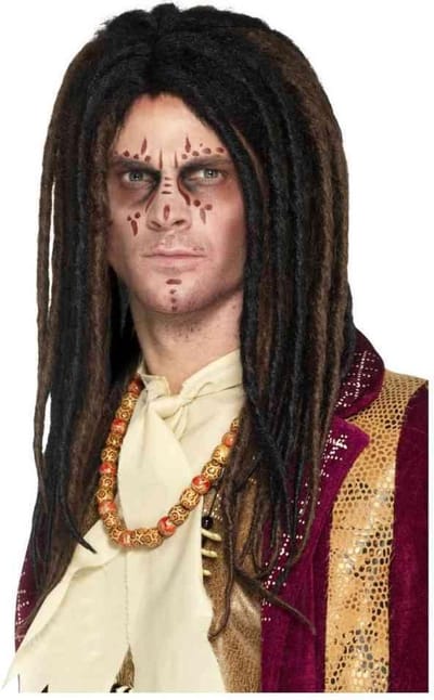 Smiffys Carnaval verkleed dreadlocks pruik voor heren - bruin - lang haar - Rasta/Hippie