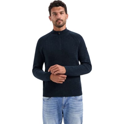 No Excess Pullover Half Zip 2 Colored Chenille Night Size: S | Turtlenecks Outlet | Heren | Blauw