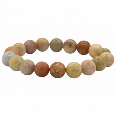 Fossiel Koraal Agaat Armband - Natuursteen kralen - 12mm - 18cm
