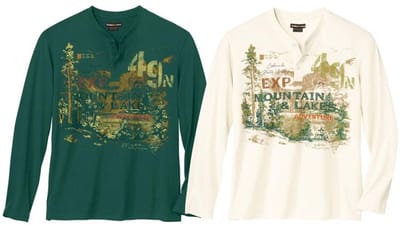 ATLAS FOR MEN - Set van 2 longsleeves met henley kraag Adventure - Heren - Verkrijgbaar in grote maten - XL