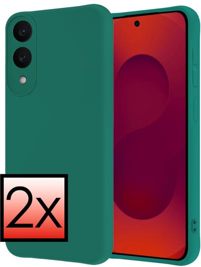 Hoesje - 2 Stuks - Geschikt voor Samsung Galaxy S25 Edge - Sterk & Shockproof - Case Siliconen - Back Cover - Telefoon Hoes - Donkergroen