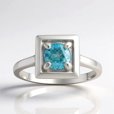 Cavill - Zilveren ring - 925 Sterling Zilver geplatineerd - 0,933 ct Ratanakiri blauwe zirkoon - Moderne elegante damesring - Minimalistisch ontwerp