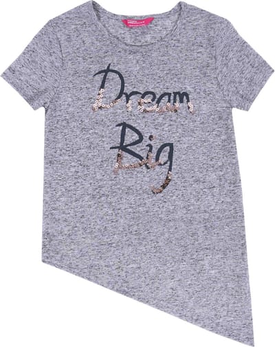 Grijze aymmetrische blouse met stropdas DREAM BIG