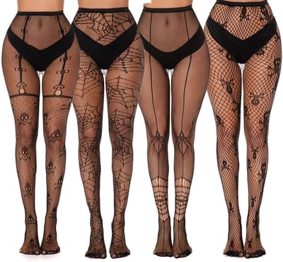Sexy Halloween Fishnet Kousen voor Vrouwen - Thigh High Tights met Patroon - Perfect voor Feestjes en Kostuums
