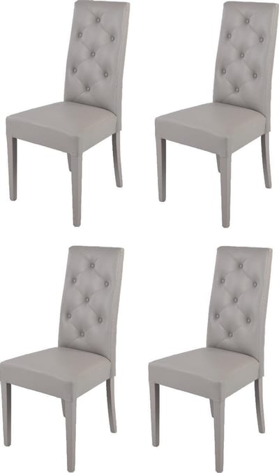 Tommychairs Chantal - Eetkamerstoelen - Set van 4 - Licht Grijs - Kunstleer & Hout