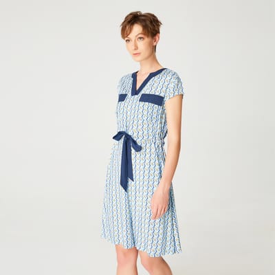 Tuniekjurk met trekkoordriem en geometrische print