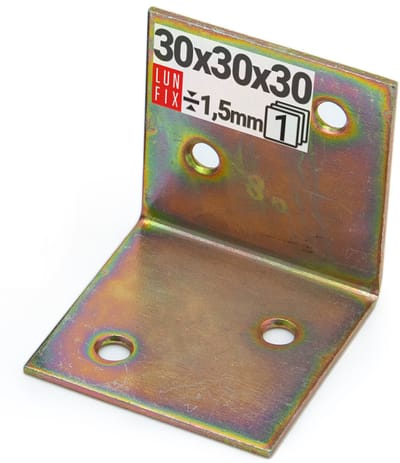 LUN FIX - Hoekverbinder - 30x30x30x1,5 mm - 10 Stuks - Gatenplaat - Hoekverzinkt