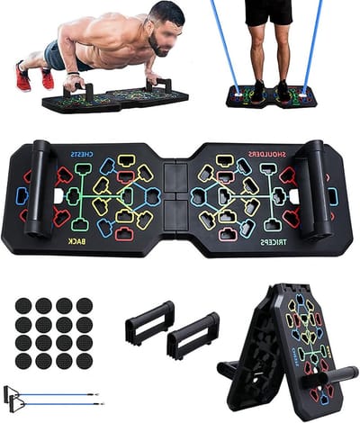 Opvouwbaar Push-Up Board met Gripstang en Weerstandstouw - Multifunctioneel Fitnesssysteem voor Thuistrainingen