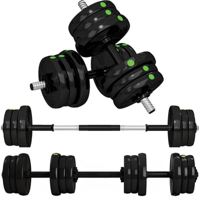SPORTNOW Halterstang Set Staal, Kunststof 105L x 20B x 20H cm Zwart+Groen