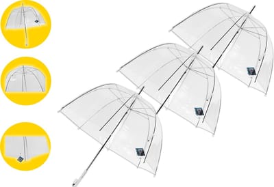 3 stuks Paraplu transparant plastic paraplu's 75 cm - doorzichtige paraplu - trouwparaplu - bruidsparaplu - stijlvol - bruiloft - trouwen - fashionable - trouwparaplu
