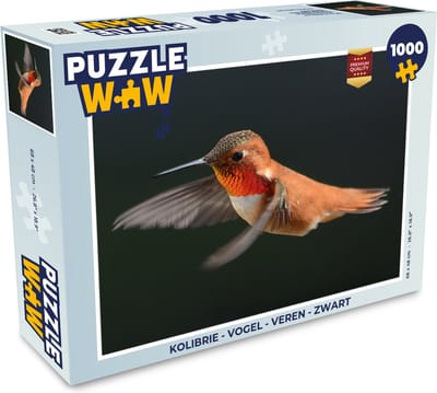 Puzzel Kolibrie - Vogel - Veren - Zwart - Legpuzzel - Puzzel 1000 stukjes volwassenen