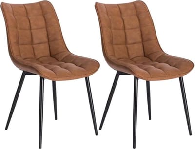 Eetkamerstoelen - Bruin - Armleuning - PU Leer - Kuipstoel - Set van 2