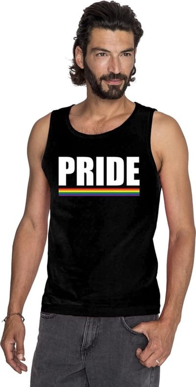 Gay Pride singlet shirt/ tanktop zwart Pride heren - LGBT/ Homo shirts S