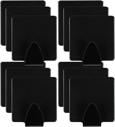 Benson Ophanghaakje - 12x stuks - zelfklevend - zwart - ijzer - hand/theedoek houder