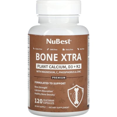 NuBest, Bone Xtra, Calcium Végétal, D3 + K2, 120 Gélules Végétales