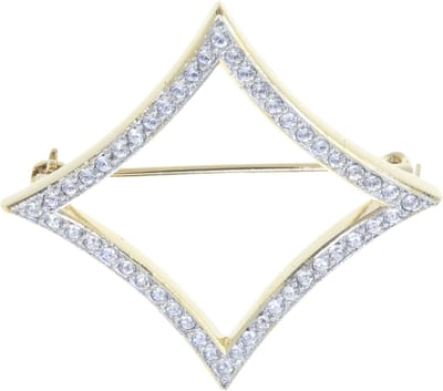 Behave – broche – transparant – goudkleurig – kristal – elegant – feestelijk