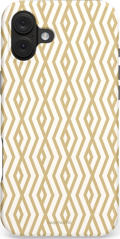 Casetastic hoesje geschikt voor Apple iPhone 16 Plus - MagSafe - Dubbellaagse bescherming - Art Deco Goud - Fashion Case - Beige Wit