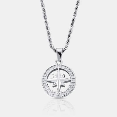 Thomasiny True North Hanger – Heren Ketting – Kompas – Zilver – RVS – Inclusief Ketting