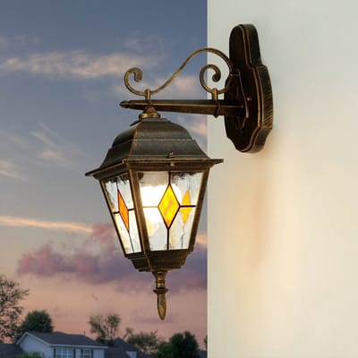 Licht-Erlebnisse - Salzburg - Wandlamp - IP44 - E27 - van - Aluminium glas - in - Antiek koper