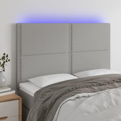 vidaXL - Hoofdbord - LED - 144x5x118/128 - cm - stof - lichtgrijs