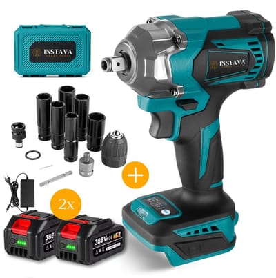 Instava Accu Slagmoersleutel 630Nm – Incl. 2x 4.0Ah Accu – Met Snelspanboorkop & 1/4" Bithouder – Boormachine & Slagschroevendraaier – 18V – Makita LXT Compatibel