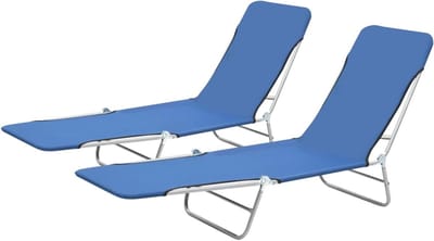 Opvouwbare Ligstoelen - Tuinstoelen Relaxstoelen - Buiten Ontspannen - Verstelbare Rugleuning - 2 stuks - Donkerblauw