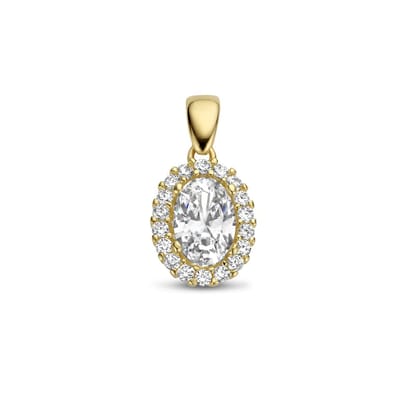 14K geelgoud hanger zirkonia halo 4028201