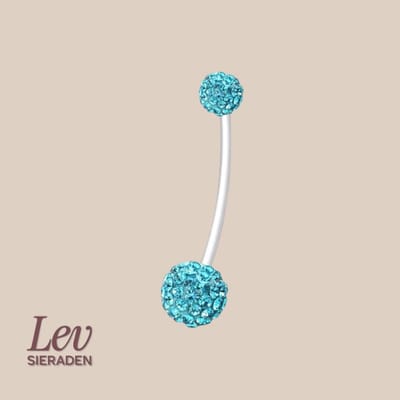Lev Sieraden - 1.6x38mm zwangerschaps piercing - Crystal ball blue - UV acryl piercing - PTFE/Bioplast/Bioflex