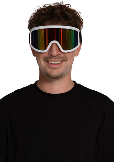 Partychimp voordeelverpakking 6 pack Party Skibril Wit voor Heren en Dames Après Ski Accessoires Themafeest voor Volwassenen Carnaval Accessoires Verkleedaccessoires Foute Party - Unisex - Plastic - Wit - Skibrillen -6 pack