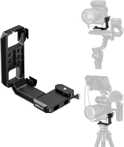 Verticale Bevestigingsplaat voor Cage met 1/4''-20 Draad en Basisplaat voor Arca Type, L-Beugel en Grip voor Statief, Geschikt voor DJI RS 4 Pro/RS 4 Mini/RS 4/RS 3 Pro/RS3/RS2 - Ideaal voor Videoproductie en Fotografie