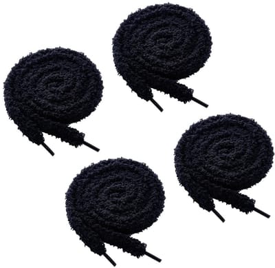 Dailygoods- Schoenveters Pluizig - 119 cm Lang - Zachte Pluche Veters - Comfortabele Vervangende Veters - Geschikt voor Sneakers/Laarzen - Stijlvolle Zwarte Kleur - Schoenlaces