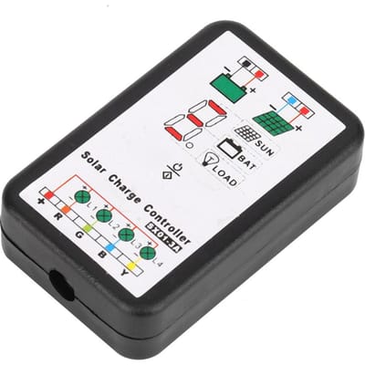 Contrôleur de charge solaire PWM 6V 12V Support pour batteries Lithium et Ni-MH black