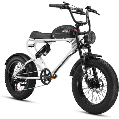 MEELOD DK300 PLUS 20  Retro Bromfietsstijl Elektrische Fiets 48V 20Ah Batterij wit