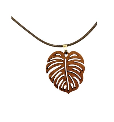 Ketting- Bruin- Boomblad- hout- goudkleurig- verstelbaar - Charme Bijoux